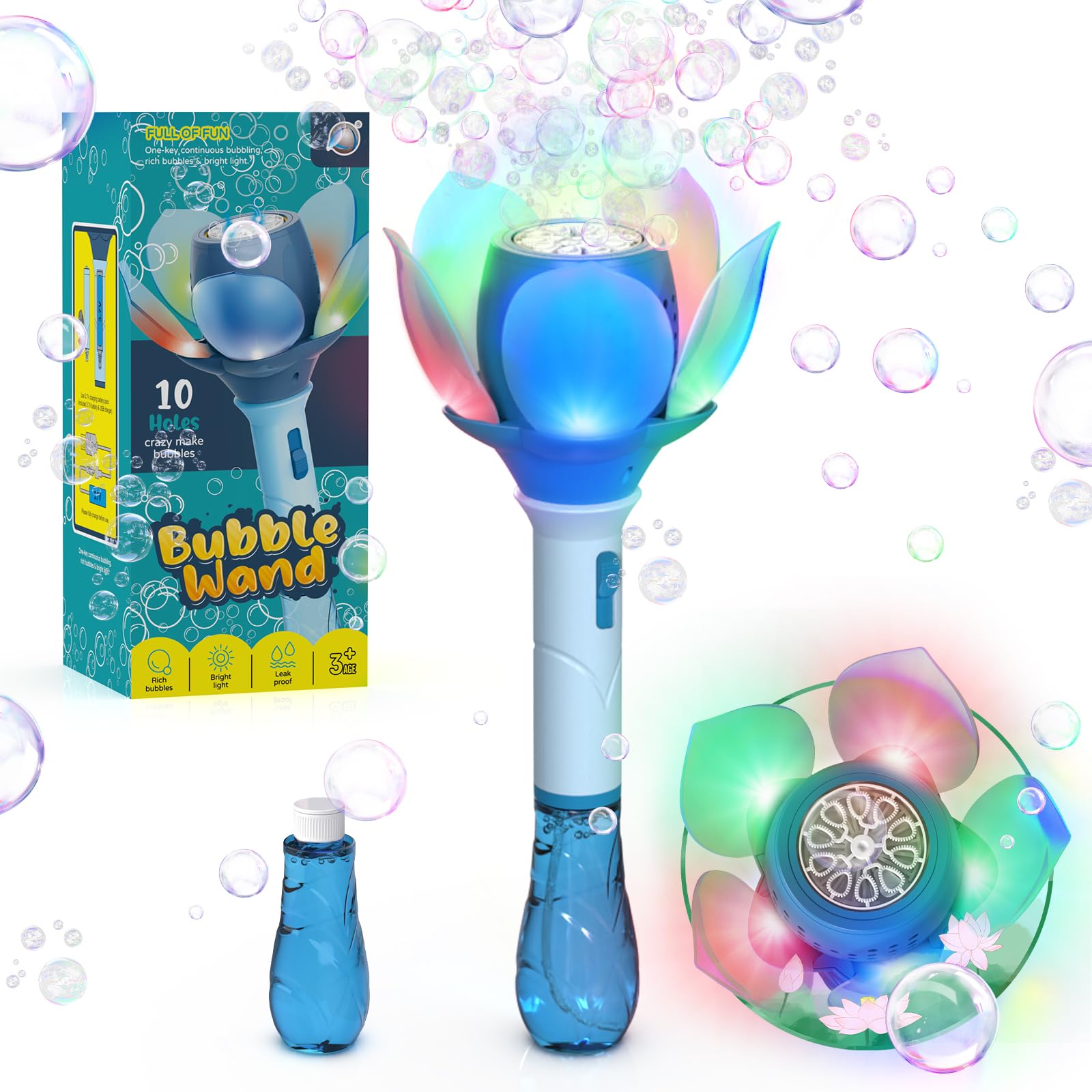 Brinquedos ao ar livre brinquedos de varinhas 10 Buracos ricos bolhas bolhas de bolhas elétricas de plástico brinquedos