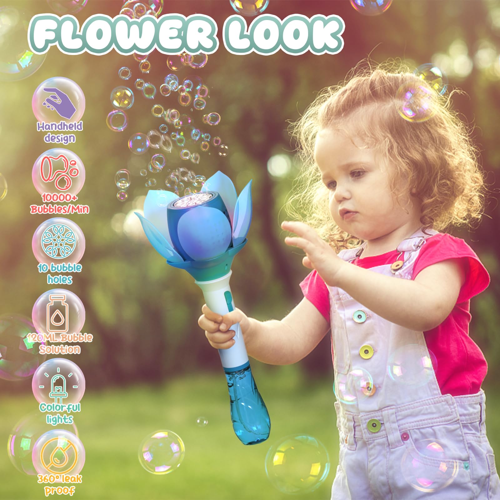 Brinquedos ao ar livre brinquedos de varinhas 10 Buracos ricos bolhas bolhas de bolhas elétricas de plástico brinquedos - Imagem 8