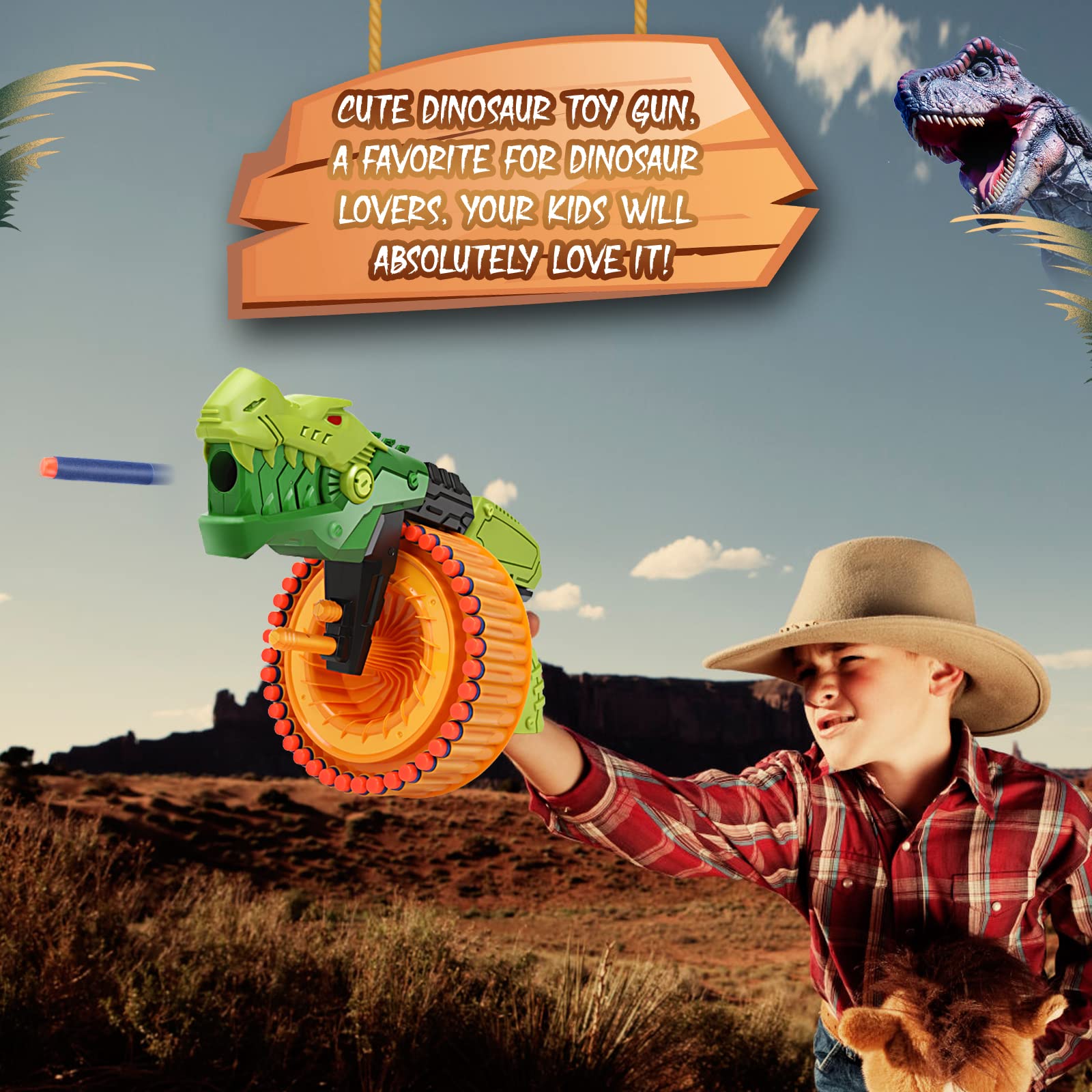 Tambour rotatif dinosaure souple 40/120 Foam Bullets Gun Toy - Image 7