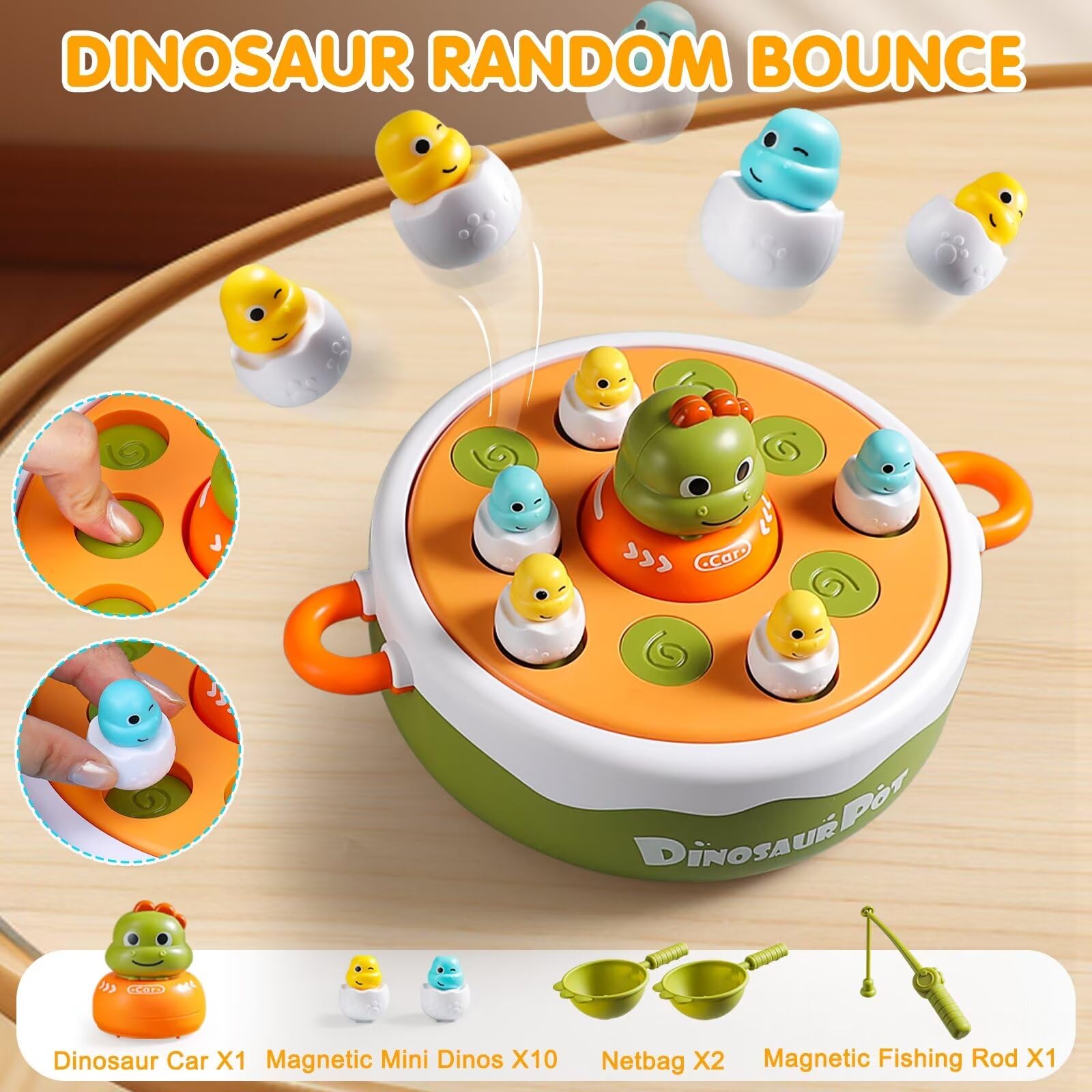 4 In 1 Dinosaurier -Pop -up -Brettspiel Kinder elektronische musikalische Bouncing Plusgebur -Angelspiele - Bild 5