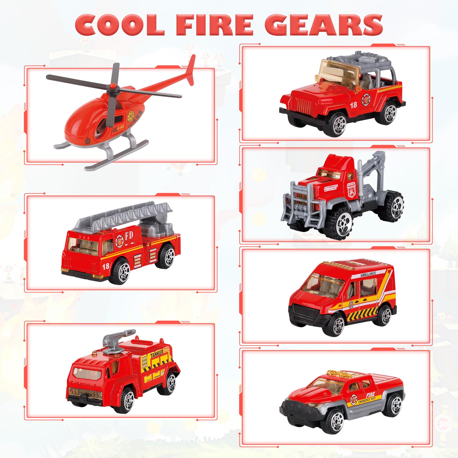 Fire Station Toys Building Block Set Diecast Garage Track Alloy Metal Design Parking Lot Game Plastic Toy - Image 3