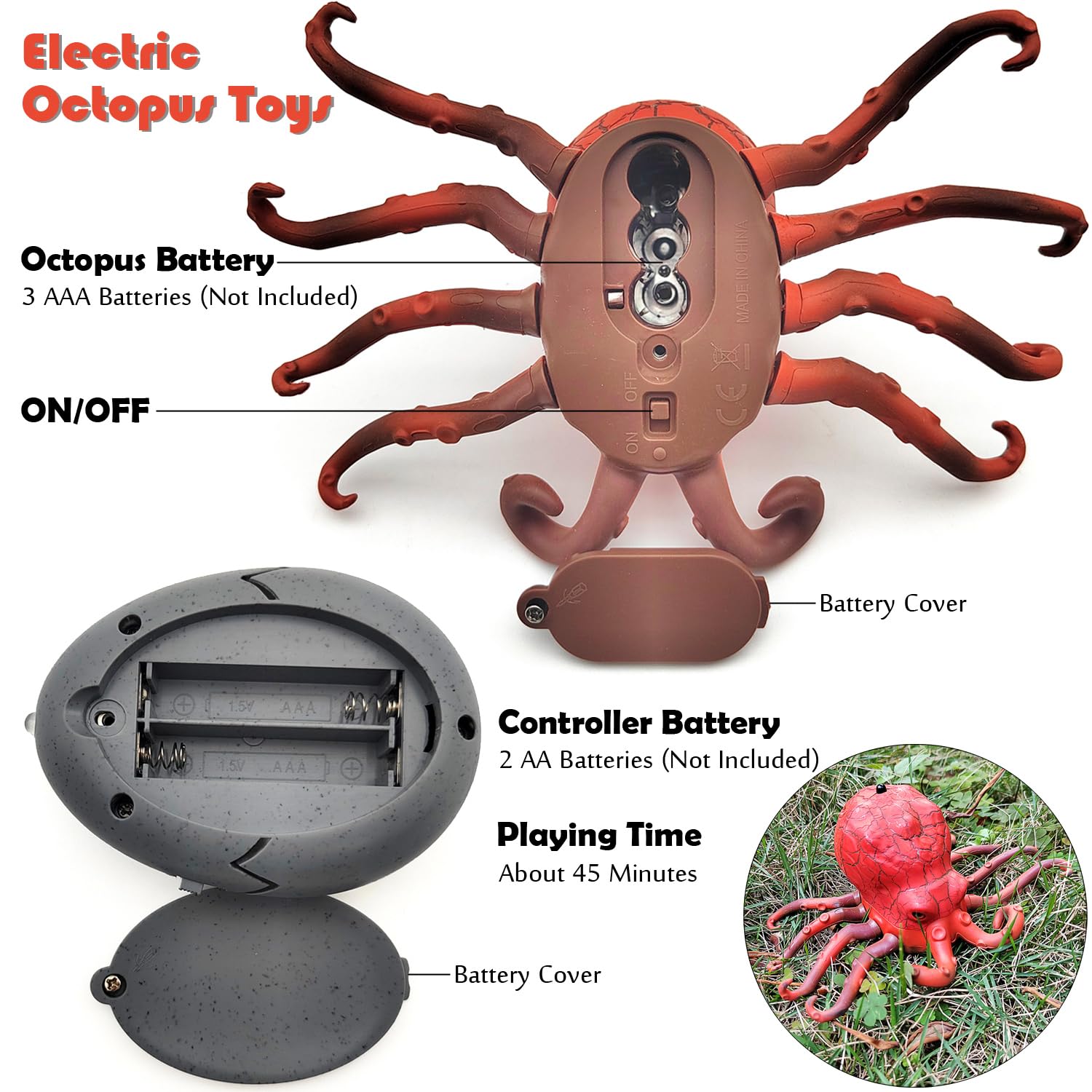 Remote Control Infrared Octopus With Light Battery Operated Animals Rc Toy Octopus Crawling Octopus With Rc - Bild 2