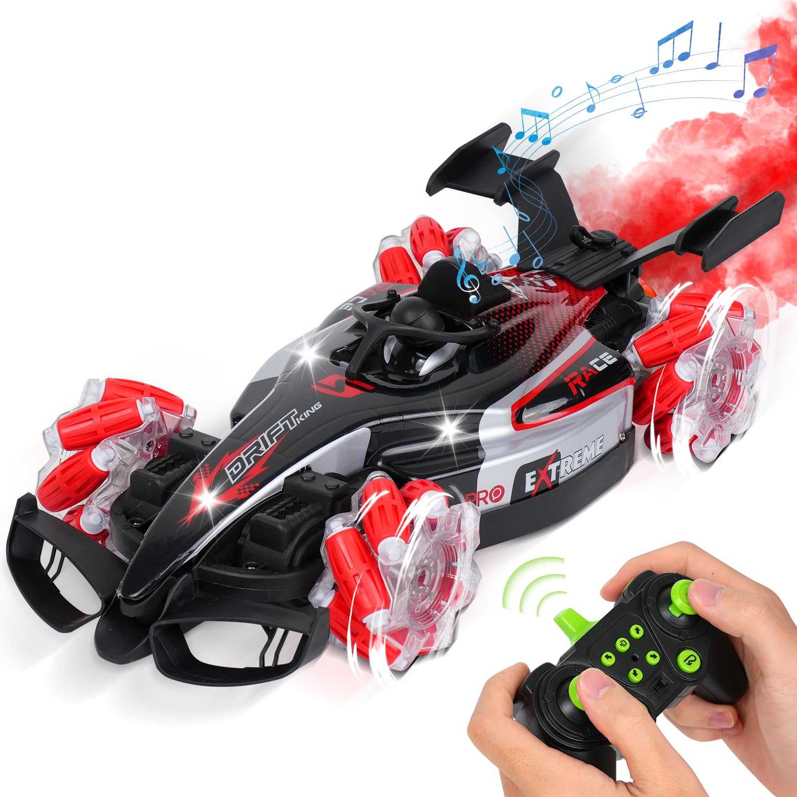 1:12 Escala de 2,4 GHz de controle de carros de controle remoto Drift 360 Girando com luz de spray de spray de spray RC Brinquedos de dublês