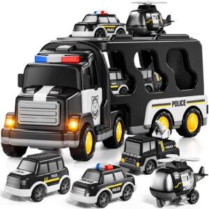 Police Truck Toys Toddlers 5 in 1 Truck Friction Power Carrier Vehicle Toy