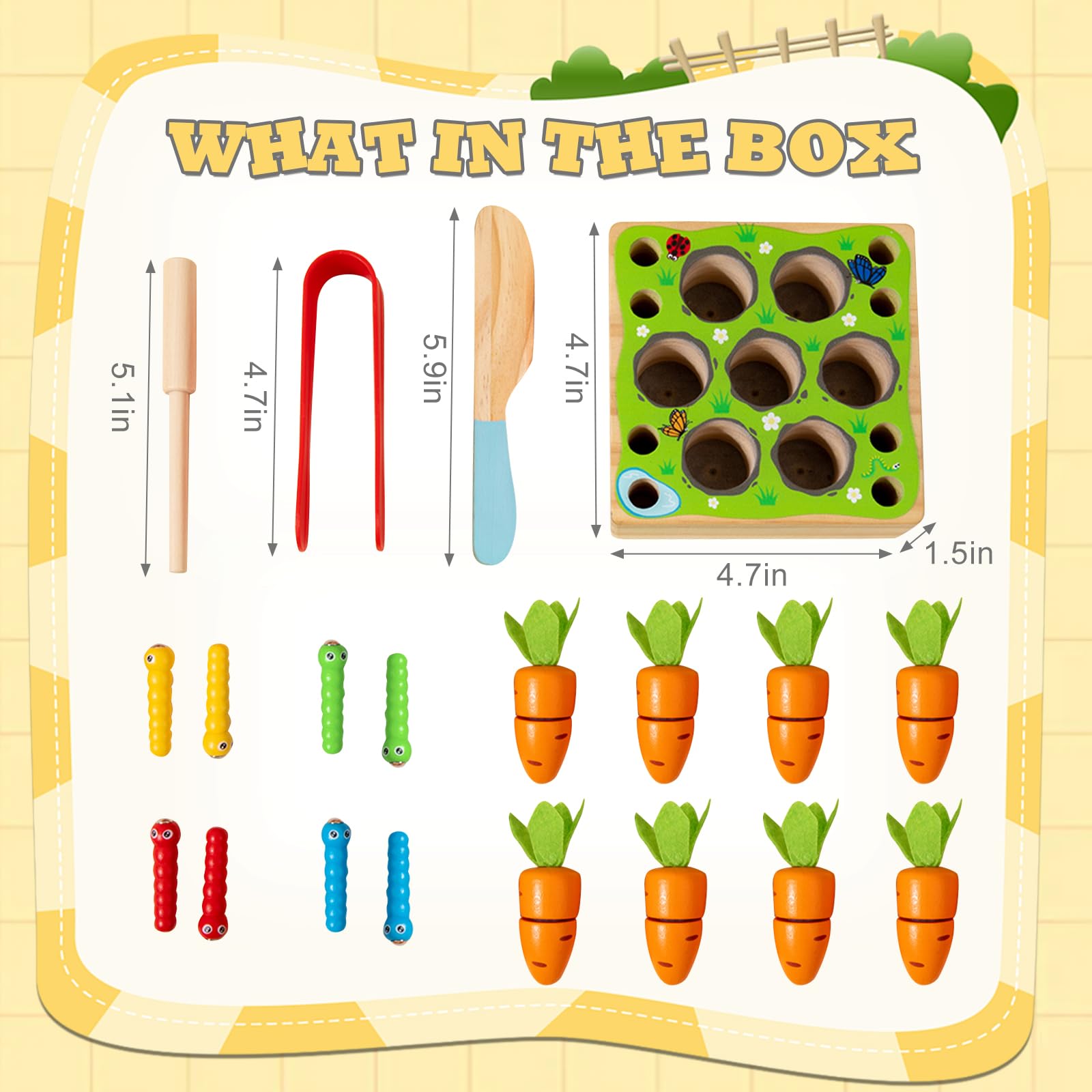 Vendas quentes 4in1 Baby Montessori Toys de madeira Classificação de forma de desenvolvimento & Jogo de colheita de cenouras de quebra -cabeça correspondente para crianças - Imagem 2