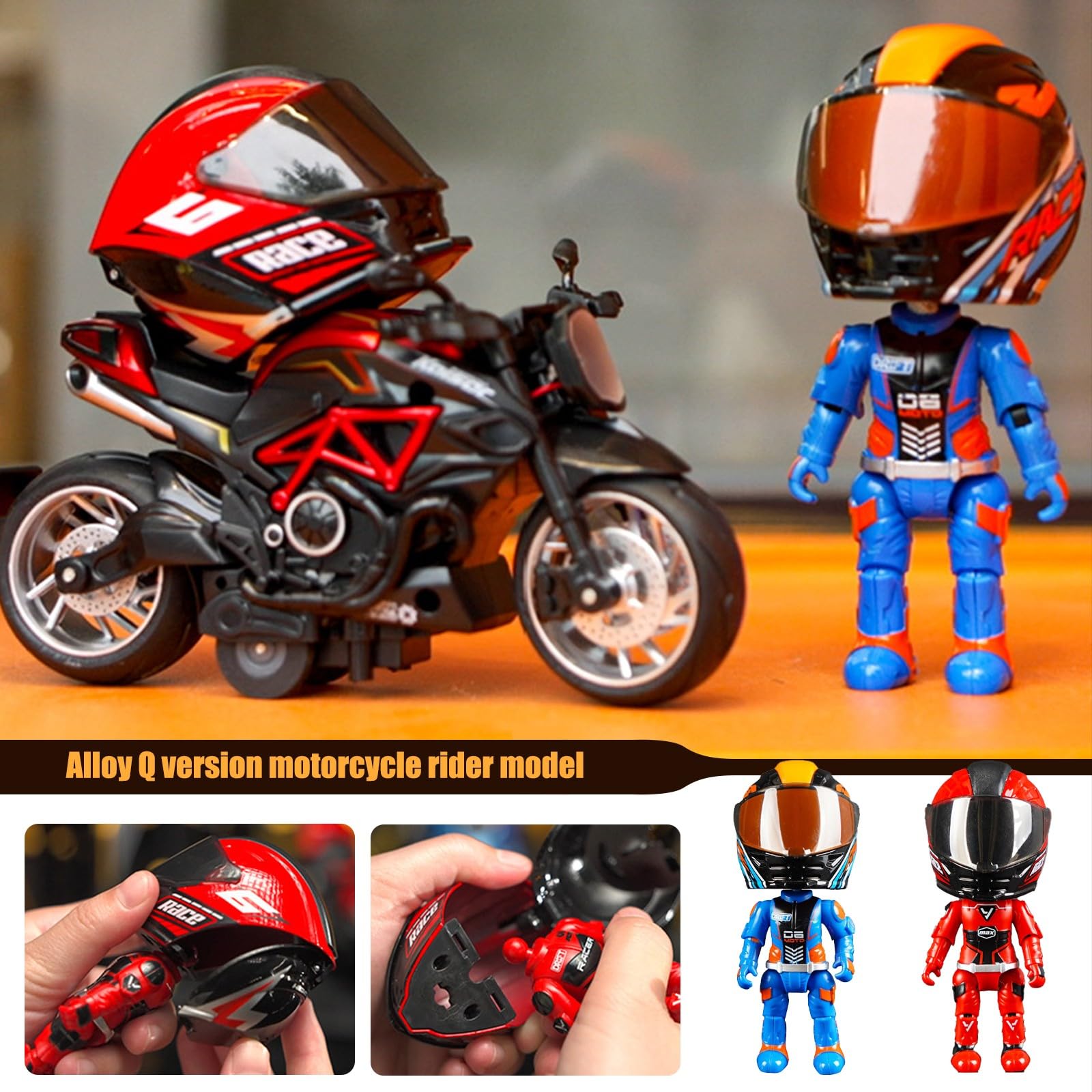 Diecast Toys Plastic Transforming Racing Drivers Toys Motorcycle Rider Figures for Kids - Bild 5