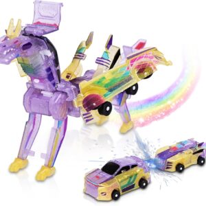 New Crystal Flying Dragon 2 in 1 Magnetic Cars Collision Transform Into Dino Toys