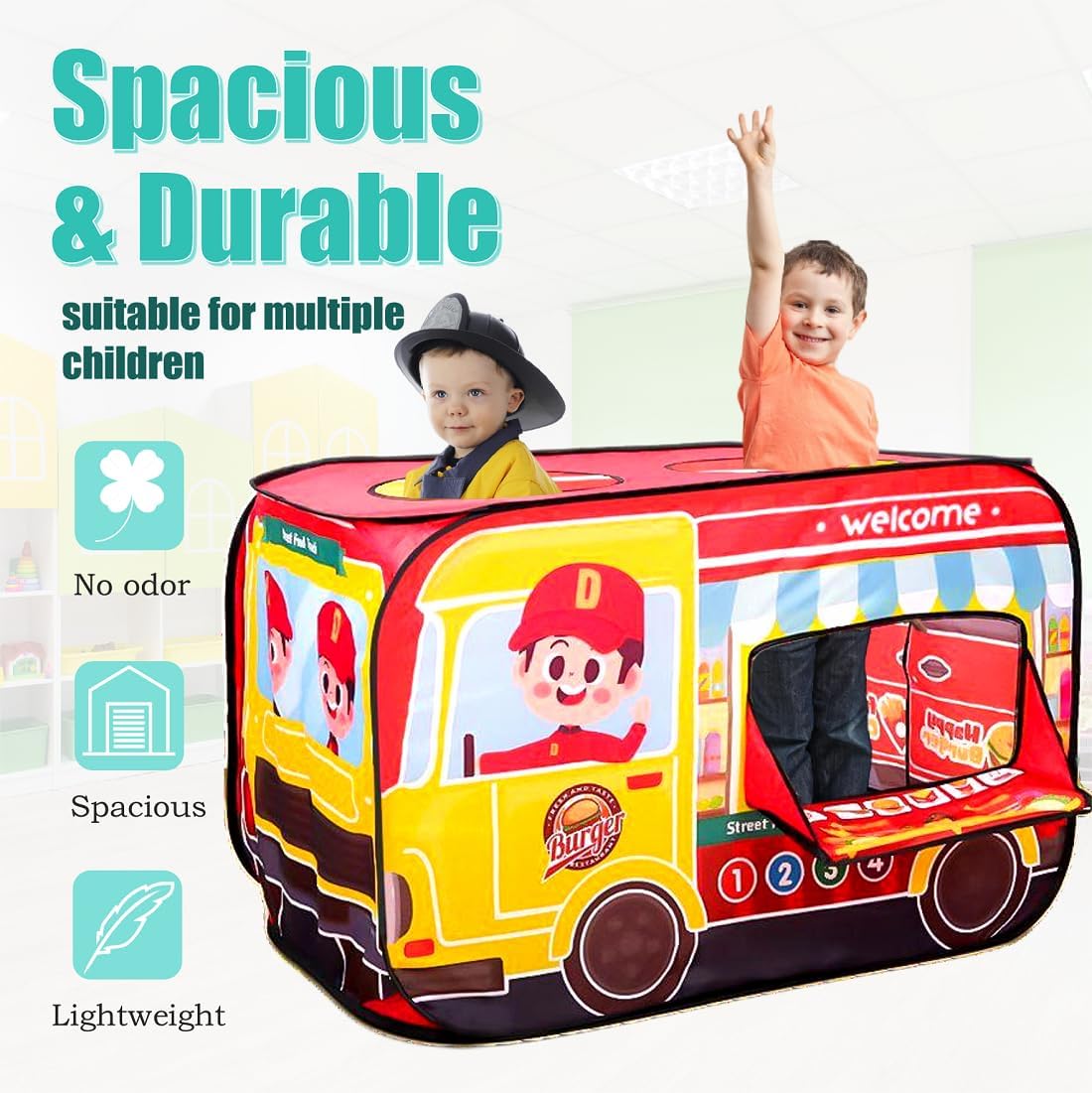 Familienküchen-Set, Spielzeug, weiches Polyester-Stil, Imbisswagen, Spielzelt, Hühnchen-Burger, passendes Pop-up-Zelt - Bild 4