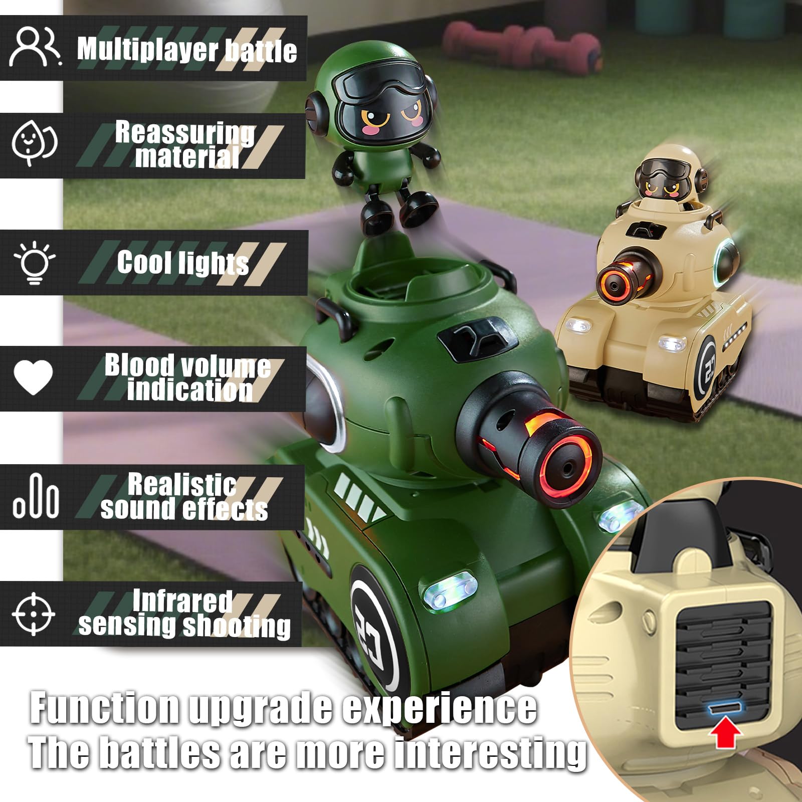 2 Pack Cute Cartoon Remote Control Rc Battle Tanks with Laser Tag Hobby RC Battle Tanks - Bild 5