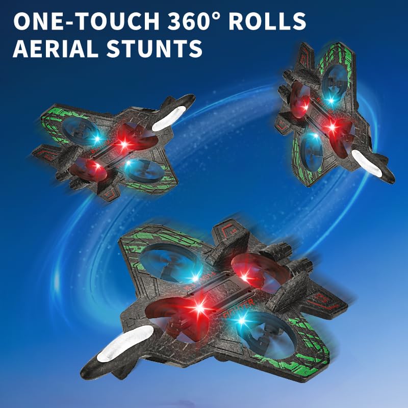 Factory 360° Circling RC Fighter Jet Foam Plane Toy with Light 2.4G Stunt EPP Airplane Foam RC Plane Drone - Bild 3