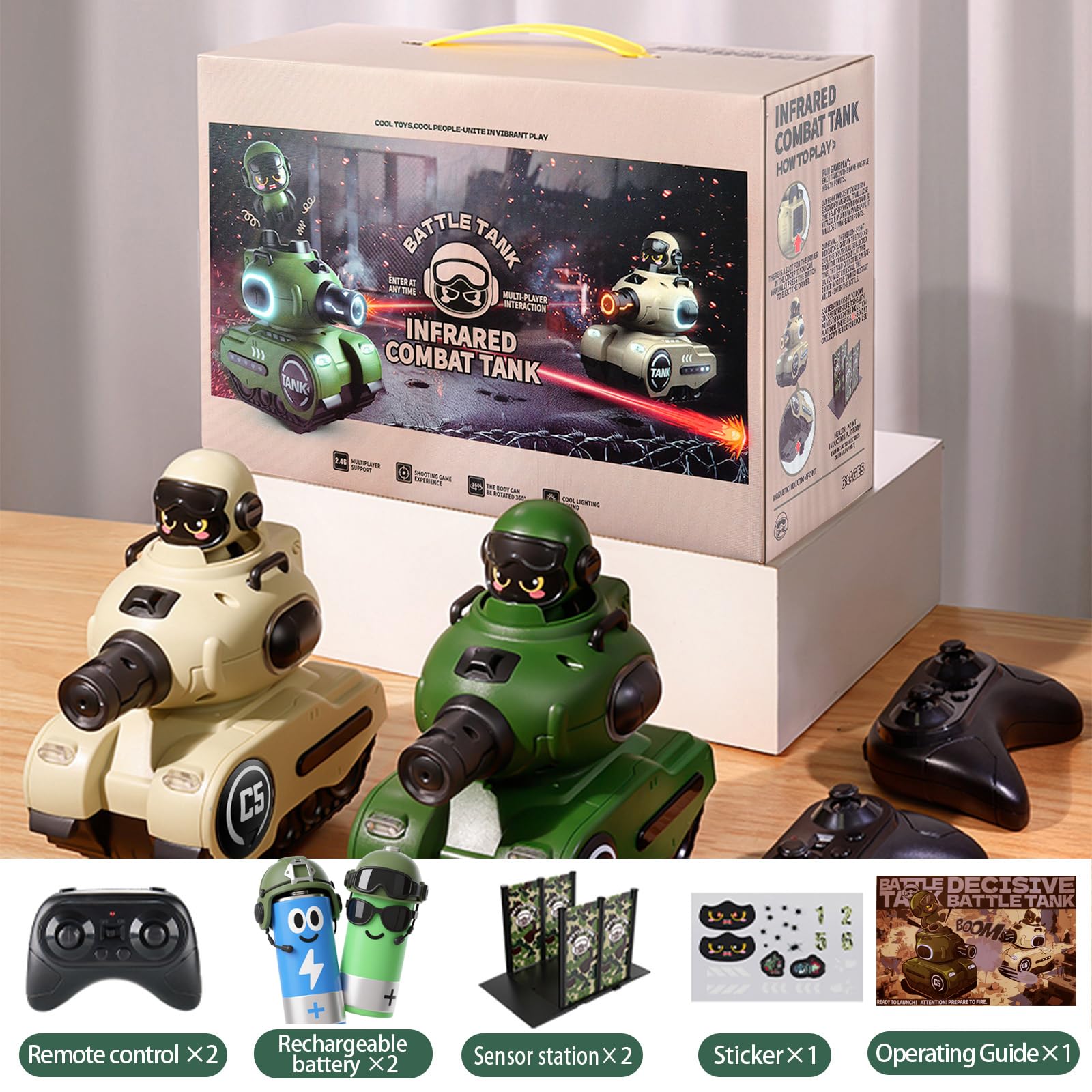2 Pack Cute Cartoon Remote Control Rc Battle Tanks with Laser Tag Hobby RC Battle Tanks - Bild 2