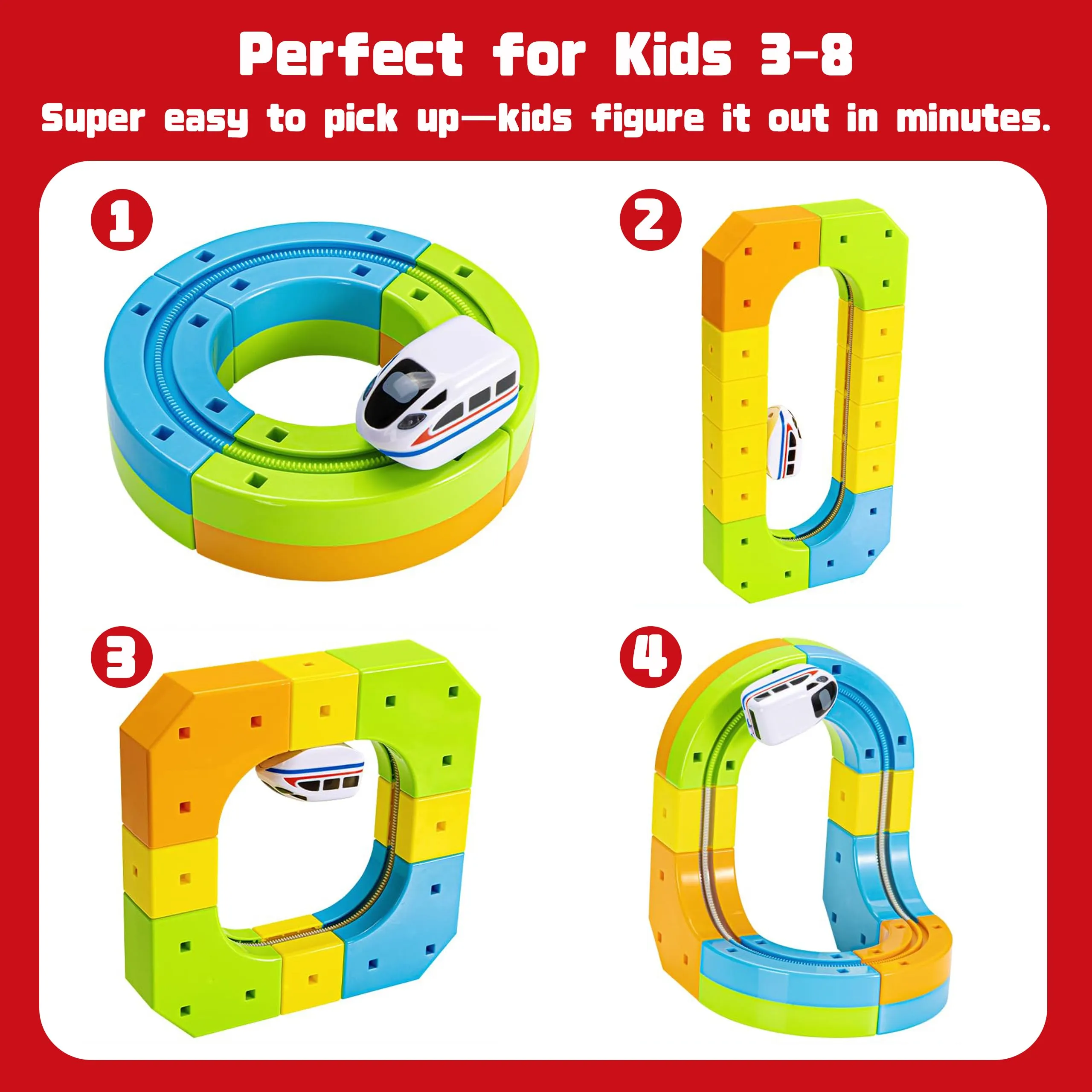 Hot Kids Diy Assembly Magic Track Car Baby Racing Runway Slot Stem 3D Electronic Magnetic Train Set - Imagen 7