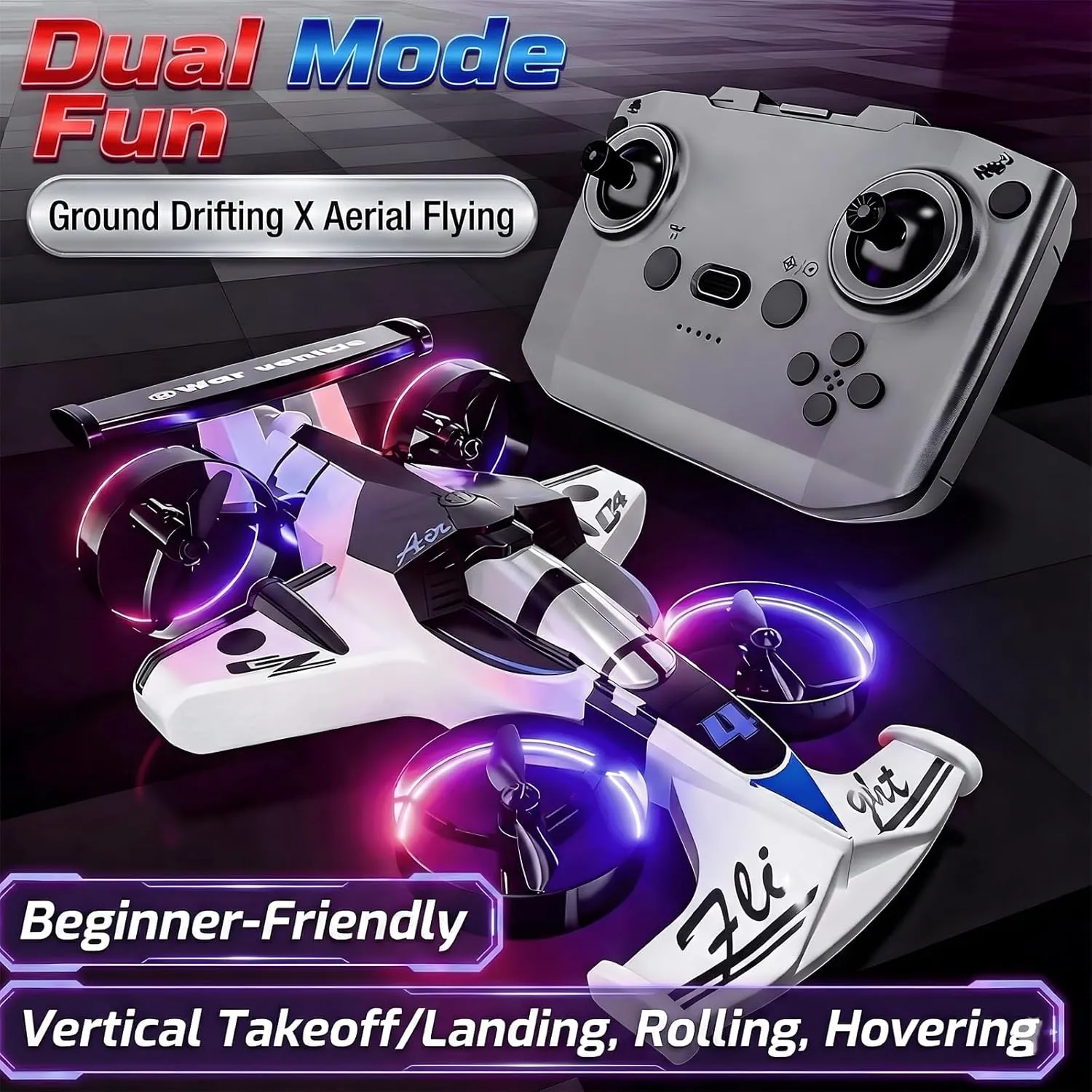 RC Drone Flying Toy Remote Control Drone Toy Flying Car Vehicle 2-in-1 Flying Car - Bild 2