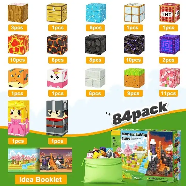 100 PCS OEM Build World Magic Portal Plastic Magnetic Tiles STEM Sensory Magnetic Blocks - Imagen 2