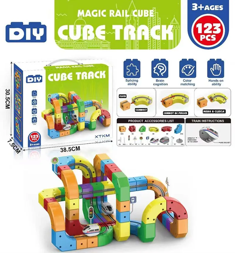 Hot Kids Diy Assembly Magic Track Car Baby Racing Runway Slot Stem 3D Electronic Magnetic Train Set - Imagen 2