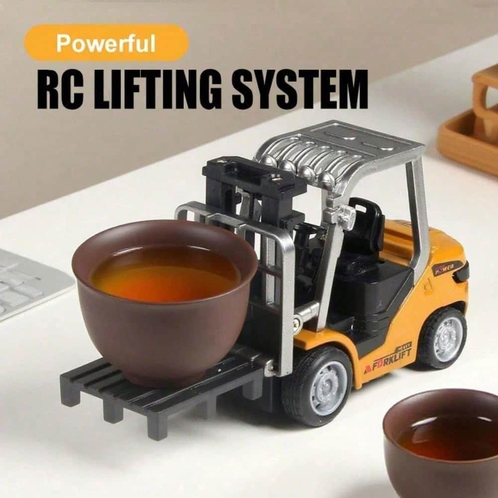 1/64 Empilhadeira RC com brinquedo de liga 8 Canal 2 Mode Mini Rc Engineer Truck Forklift Engineer Truck with Flatbed Tow Truck Toys - Imagem 6