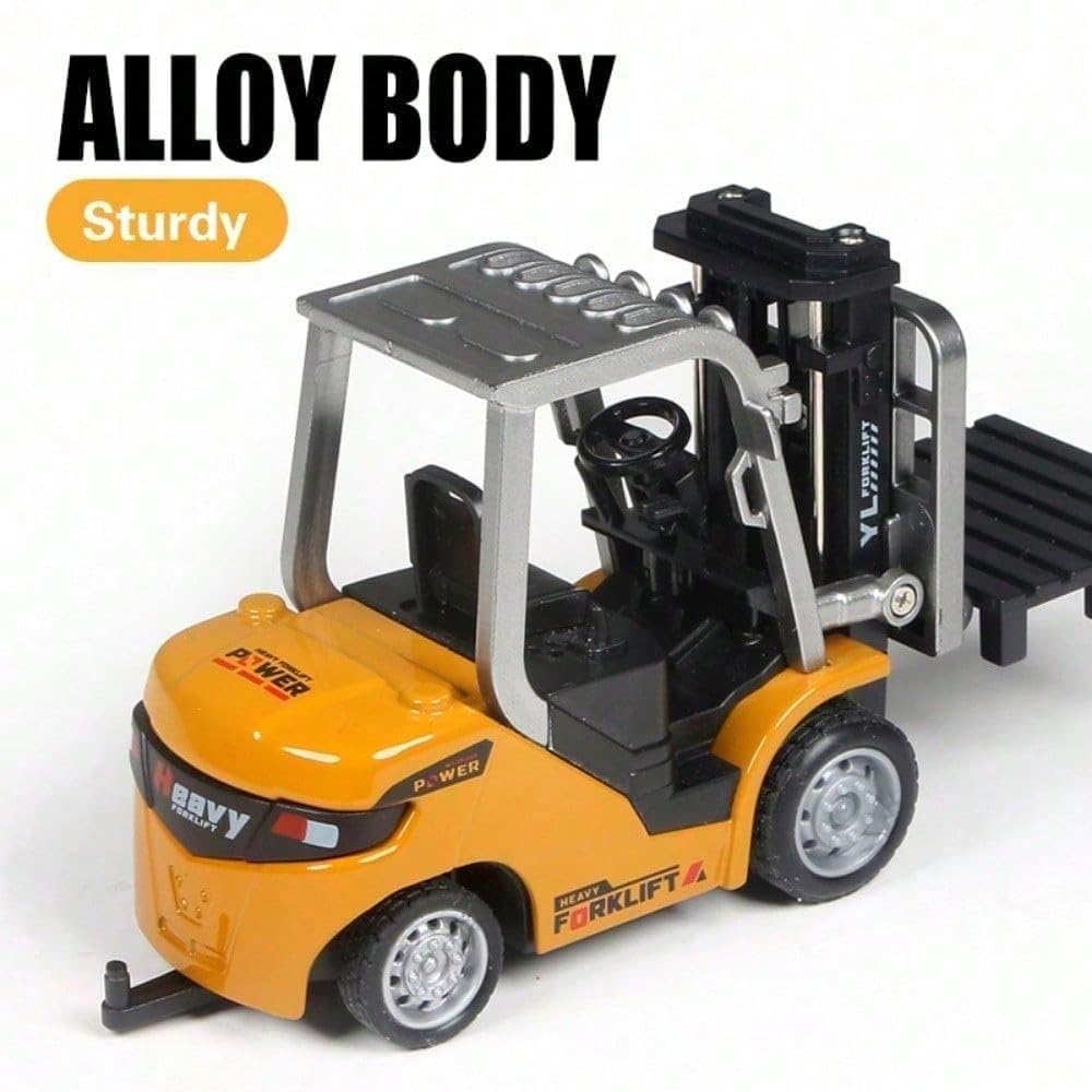 1/64 Empilhadeira RC com brinquedo de liga 8 Canal 2 Mode Mini Rc Engineer Truck Forklift Engineer Truck with Flatbed Tow Truck Toys - Imagem 4