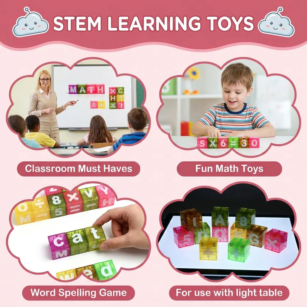 Mini jouets d'apprentissage des chiffres et de l'alphabet de voyage, tige Portable Montessori, coffret en fer blanc pour tout-petits, ensemble de 40 pièces, blocs de construction magnétiques - Image 3