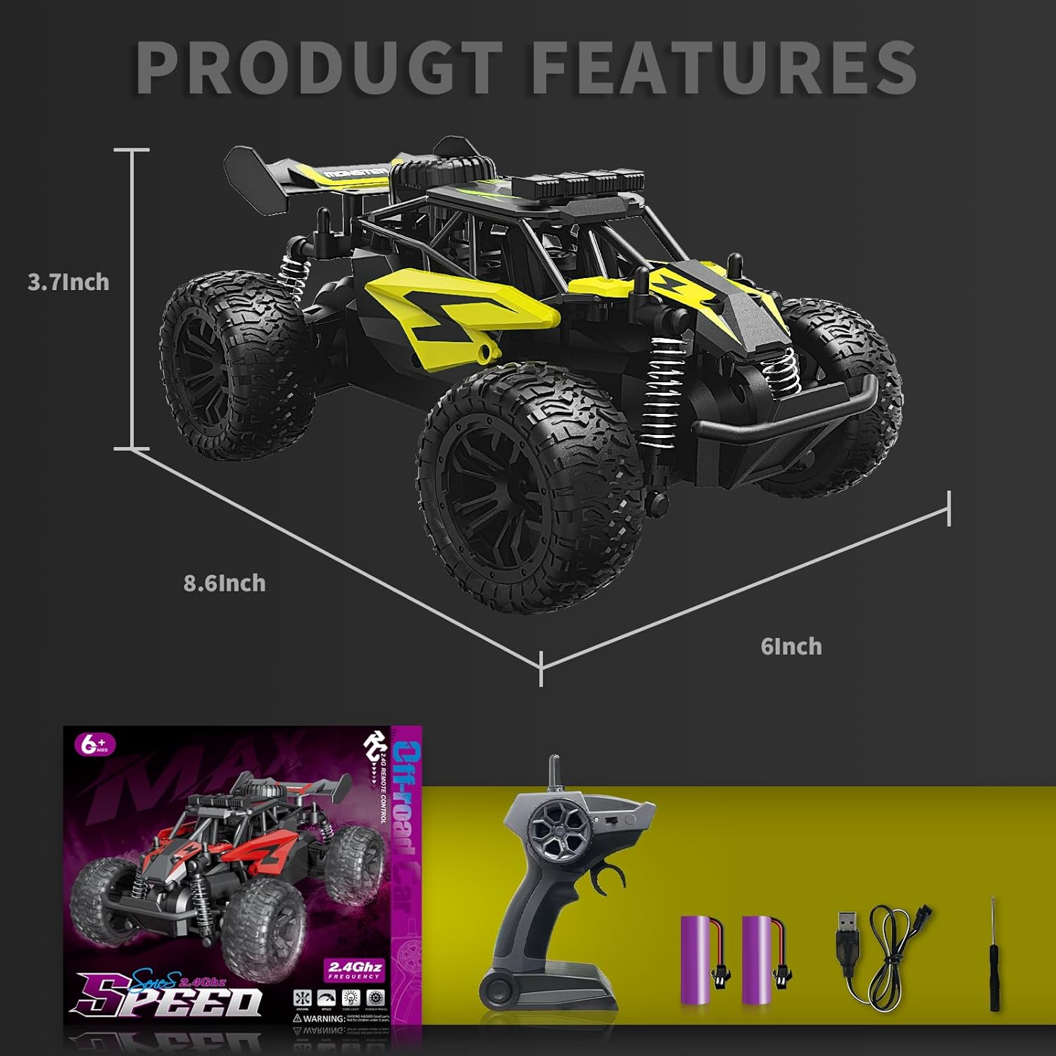 Professional 24G High Speed Off Road 1:18 Scale Four Wheel Climber Light Radio Remote Control 1:18 Off Road RC Car - Bild 2