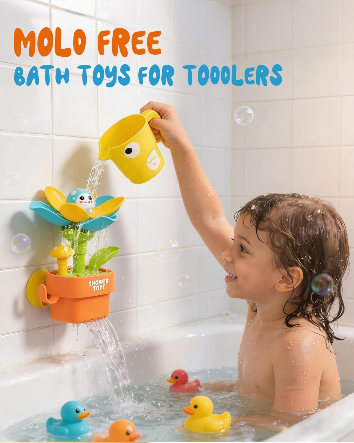 Cute Cartoon Potted Flowers Sprinkler Water Spray Shower Game Summer Kids Suction Cup Baby Bath Toy - Bild 3