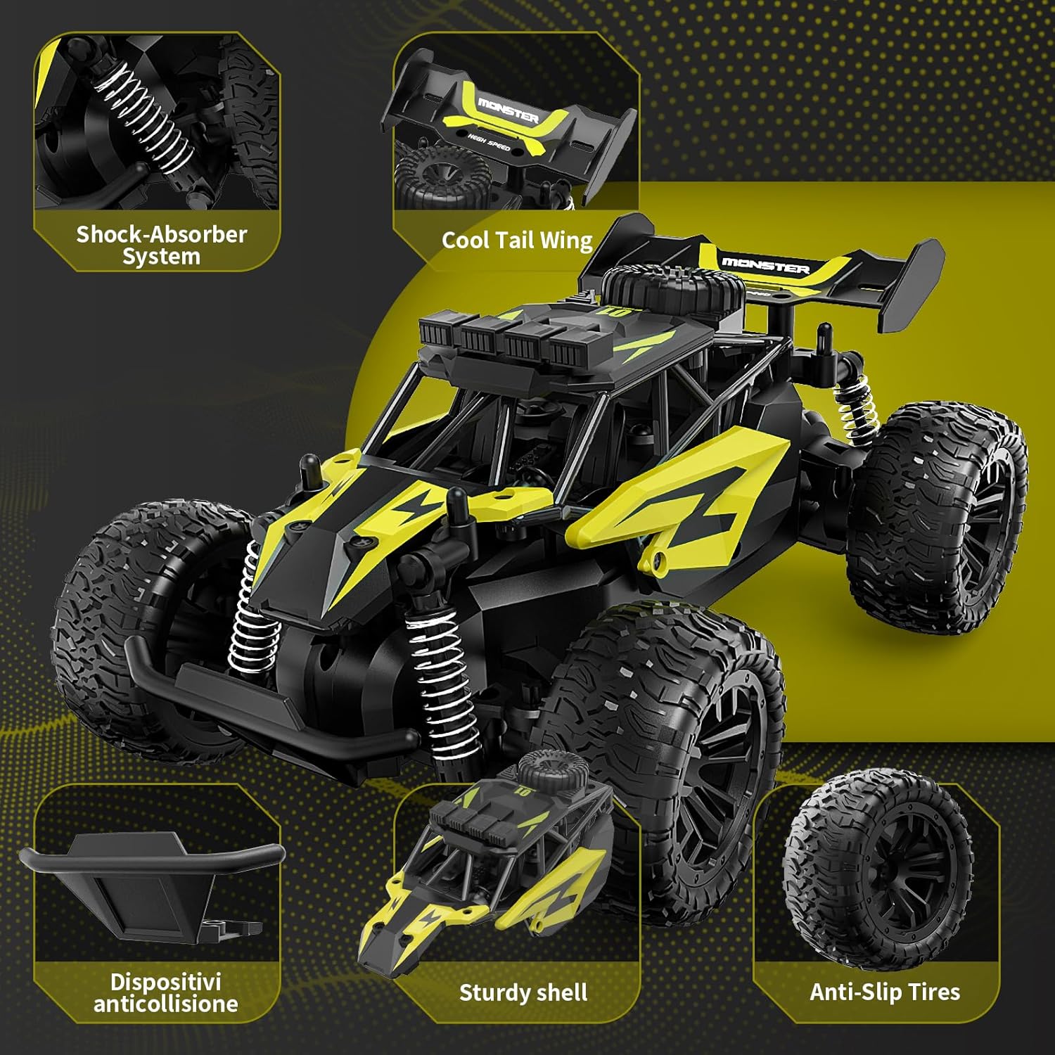 Professional 24G High Speed Off Road 1:18 Scale Four Wheel Climber Light Radio Remote Control 1:18 Off Road RC Car - Bild 5