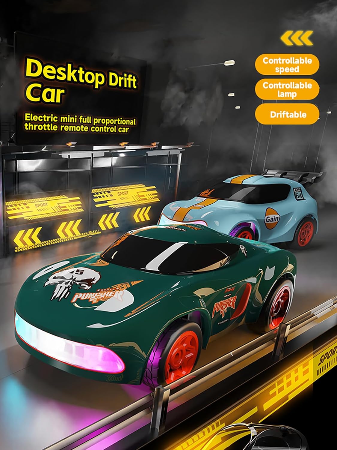1:64 Scale Fast Electric Hobby Desktop Model Auto 4WD Colorful LED Light Mini Remote Control RC Drift Car - Bild 5