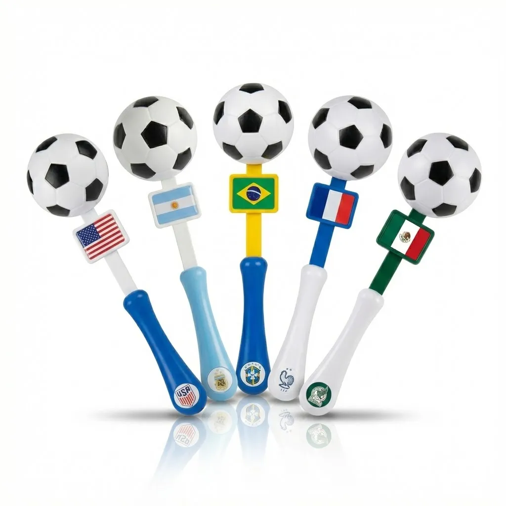 Vibrantes accesorios de equipo de ventilador con diseño de bandera del equipo nacional de mano para partidos de la Copa del Mundo, palos de animación para hacer ruido en el fútbol