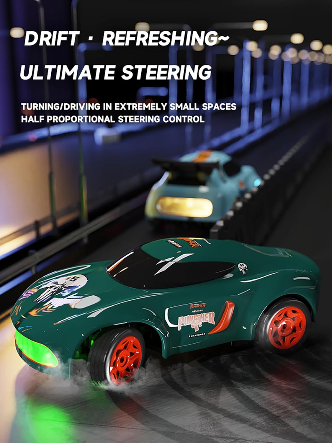1:64 Scale Fast Electric Hobby Desktop Model Auto 4WD Colorful LED Light Mini Remote Control RC Drift Car - Bild 3