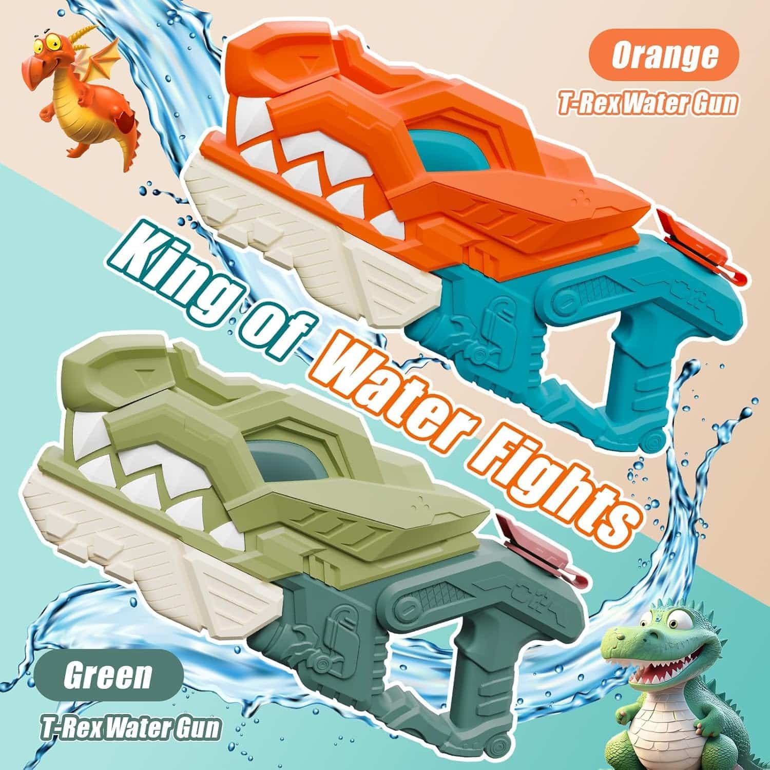 Ultra Large Capacity 32Ft Range Plastic Shooting Squirt Blaster Pool Beach Summer Dinosaur Water Gun - Image 3
