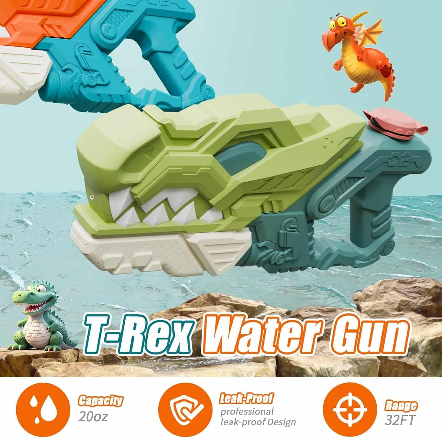 Ultra Large Capacity 32Ft Range Plastic Shooting Squirt Blaster Pool Beach Summer Dinosaur Water Gun - Image 6