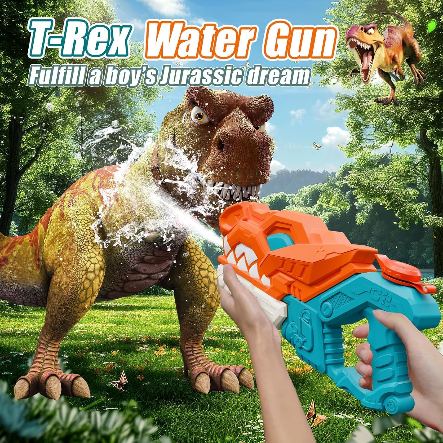 Ultra Large Capacity 32Ft Range Plastic Shooting Squirt Blaster Pool Beach Summer Dinosaur Water Gun - Image 2