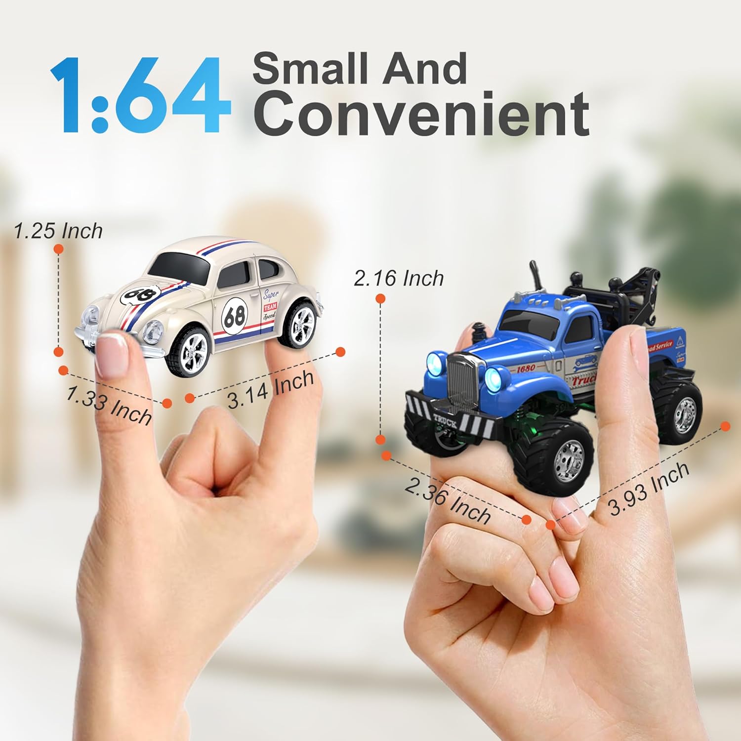 Novo rápido 1:64 Scale Mini Alloy Truck Electric Led Lights 24ghz Remote App Control 3 Speed Rc Car - Imagem 7