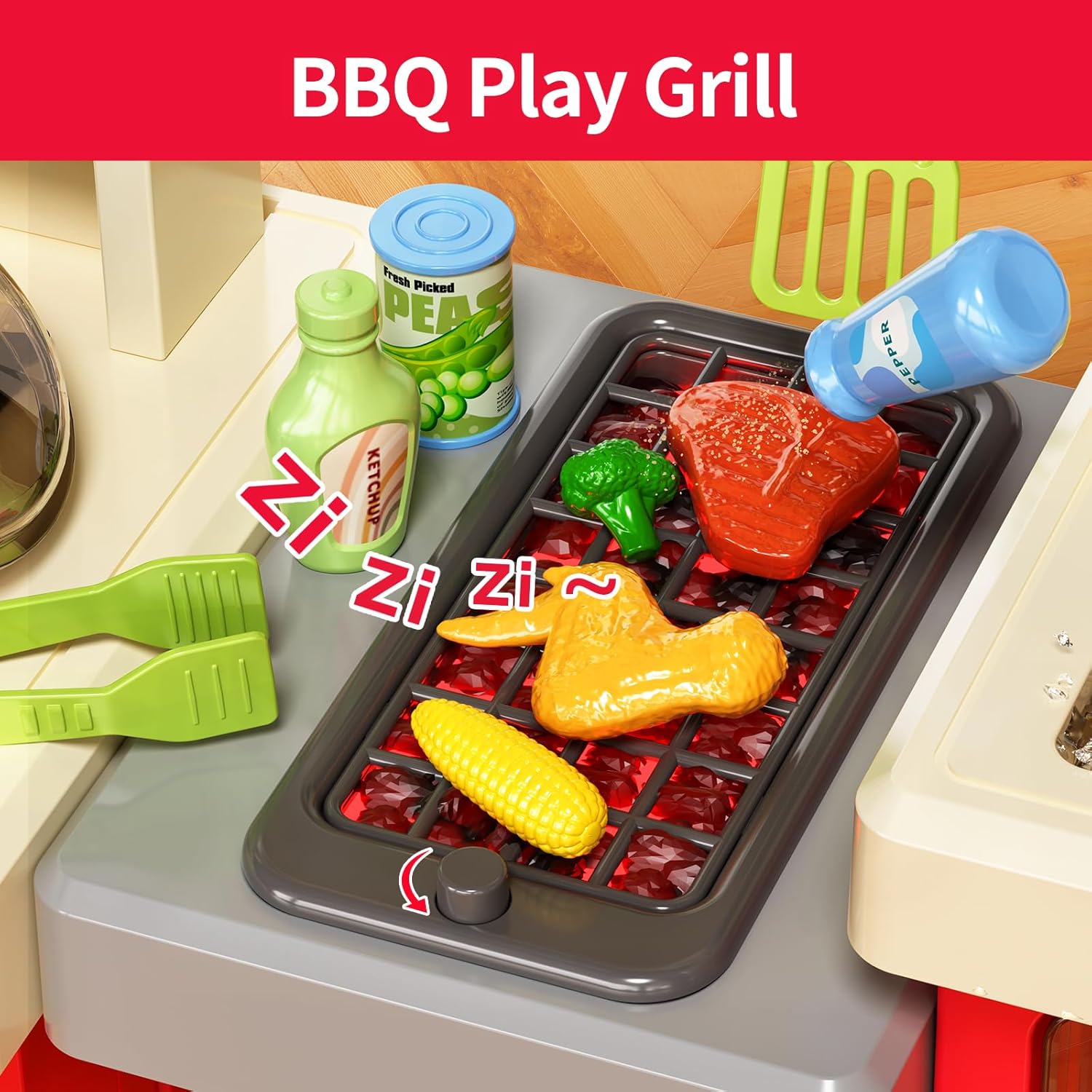 82Vajilla de simulación CM, cocina familiar, rociador de agua, luces de vapor, fregadero con sonido, juguete de cocina para niños pequeños - Imagen 4