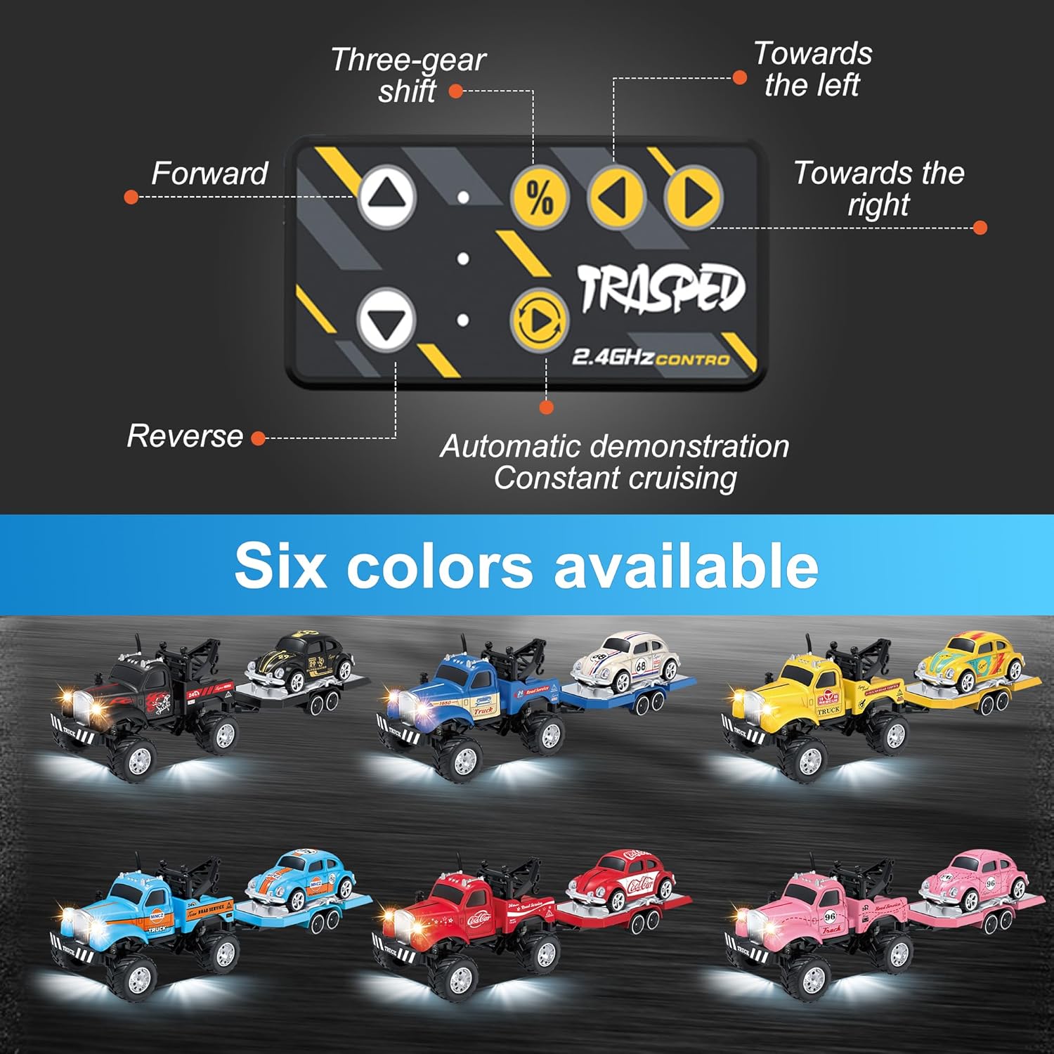 Novo rápido 1:64 Scale Mini Alloy Truck Electric Led Lights 24ghz Remote App Control 3 Speed Rc Car - Imagem 5