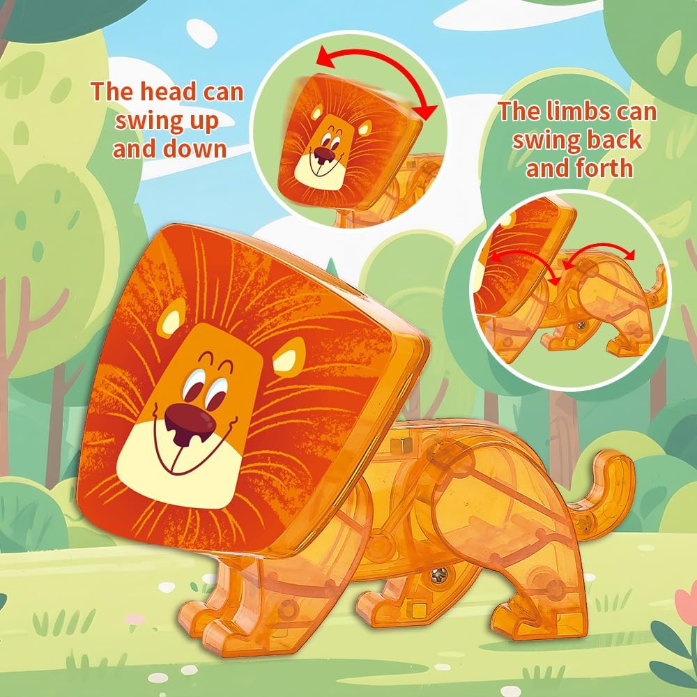 Grassland Animals Theme STEM Learning Educational Kids Ages 5 6 7 Year Old Toys Magnetic Tiles - Bild 3