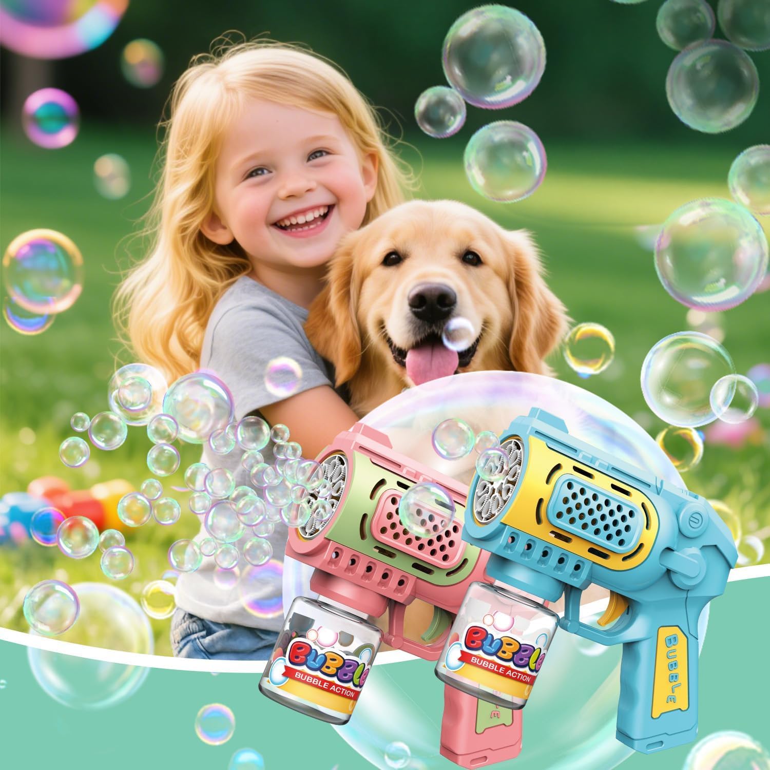Wholesale Summer Outdoor Automatic Electric With Solution Refill for Kids Boys Girls Gifts Bubble Gun Machine Blaster - Imagen 3