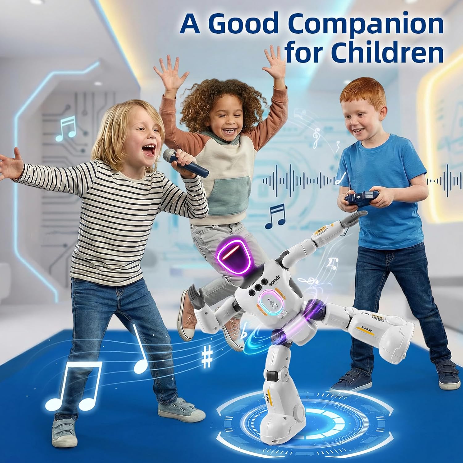 Kid Interactive Gesture Sensing Voice Recording Playback LED Faces Music Walking Dancing Remote Control Robot Toy - Image 6