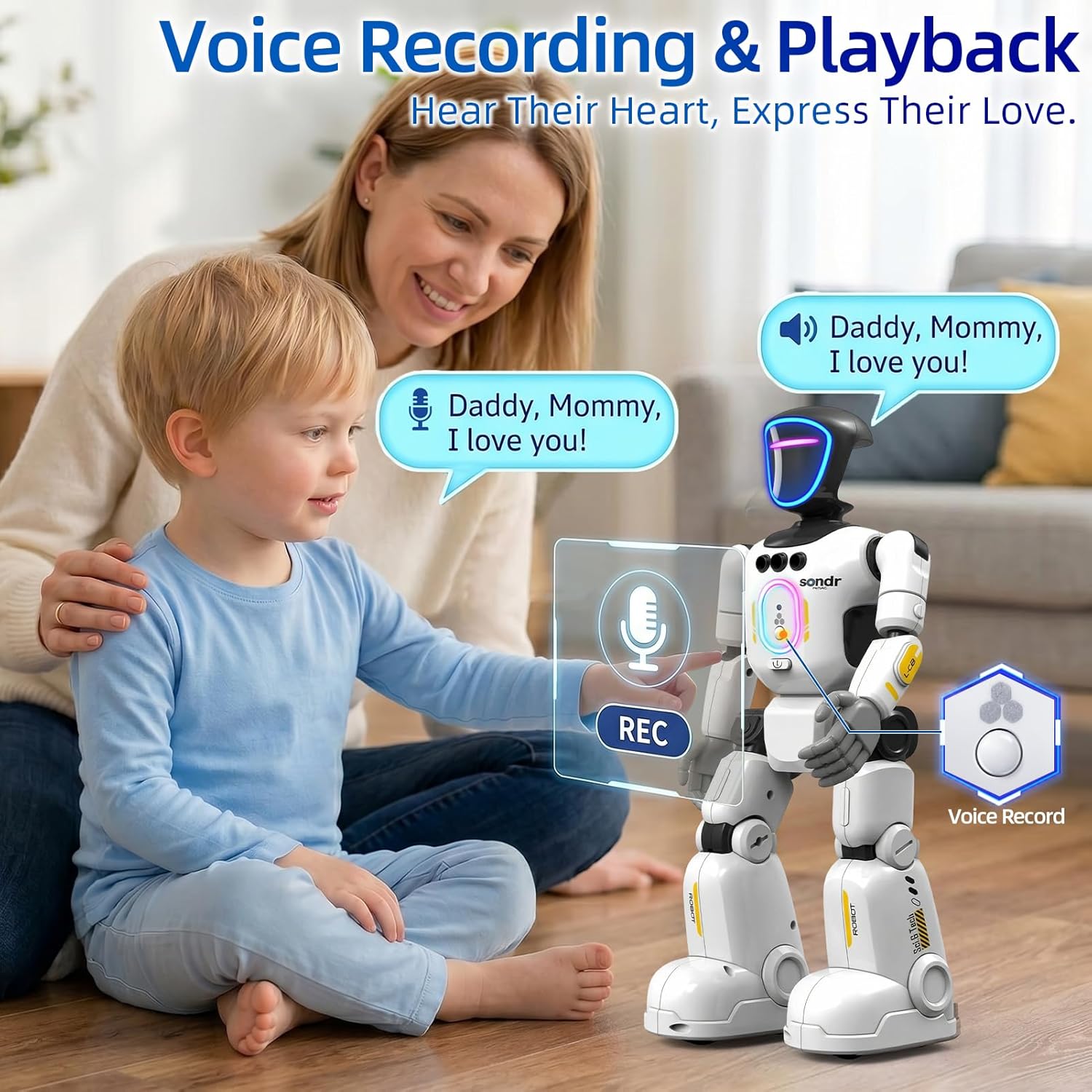 Kid Interactive Gesture Sensing Voice Recording Playback LED Faces Music Walking Dancing Remote Control Robot Toy - Image 4