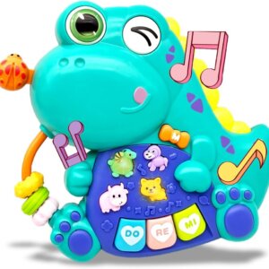 Wholesale dinosaur baby piano toy with lights music animal buttons and rattle activity for early learning play