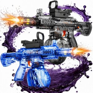 Wholesale transparent blue and black LED automatic electric water gun for summer pool and outdoor play