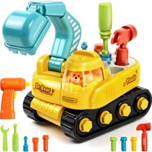 Wholesale take apart excavator toy with electric drill and construction tool set for toddlers