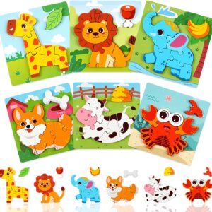 Wholesale Montessori wooden puzzles with animal food matching 3D jigsaw pieces for toddler early learning