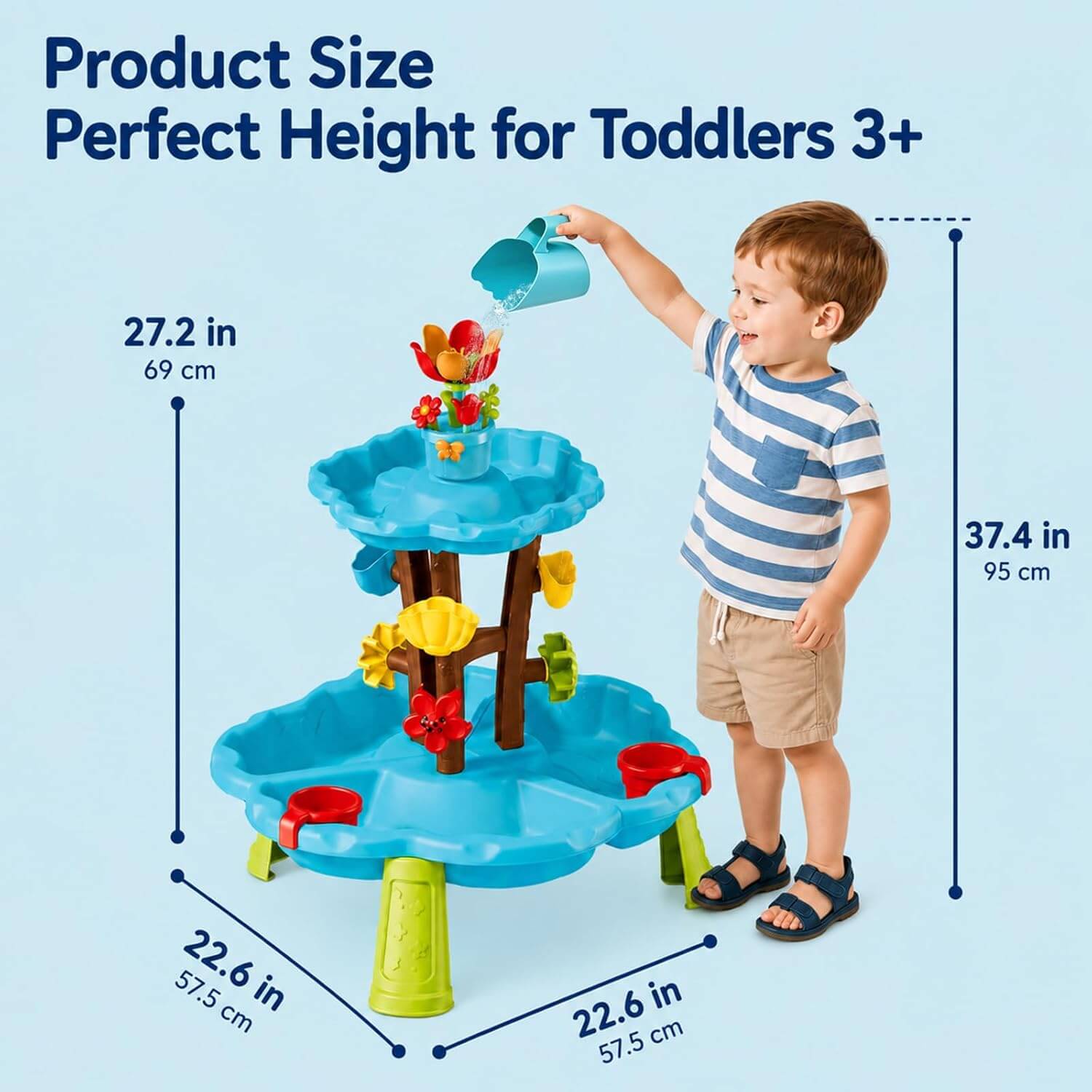Wholesale Two Tier Blossom Sand and Water Table with Beach Toys for Toddlers - Image 7