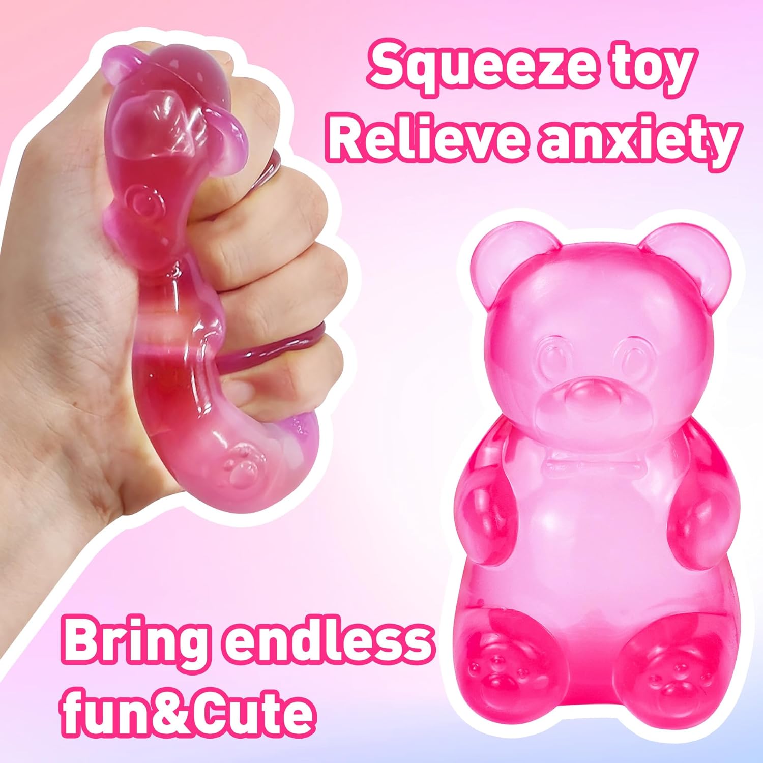 Wholesale Colorful Bear Heart Ball and Glitter Taba Squishy Toy Series - Image 2