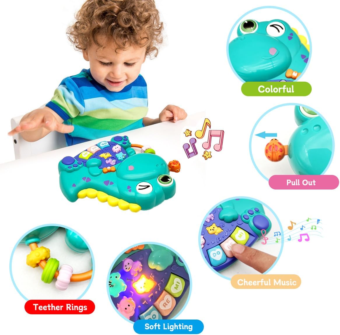 Wholesale Dinosaur Baby Piano Toy with Lights Music and Early Learning Activities - Image 7