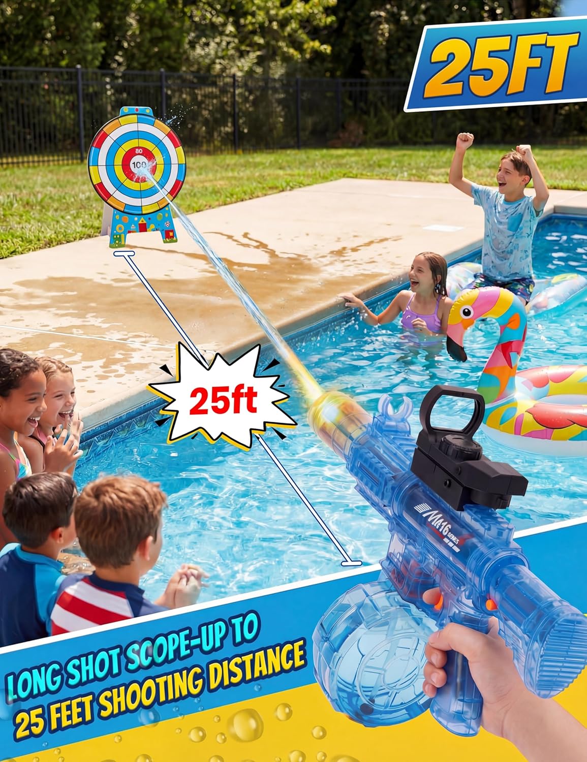 Wholesale M416 Style Transparent LED Automatic Electric Water Gun for Summer Play - Image 6