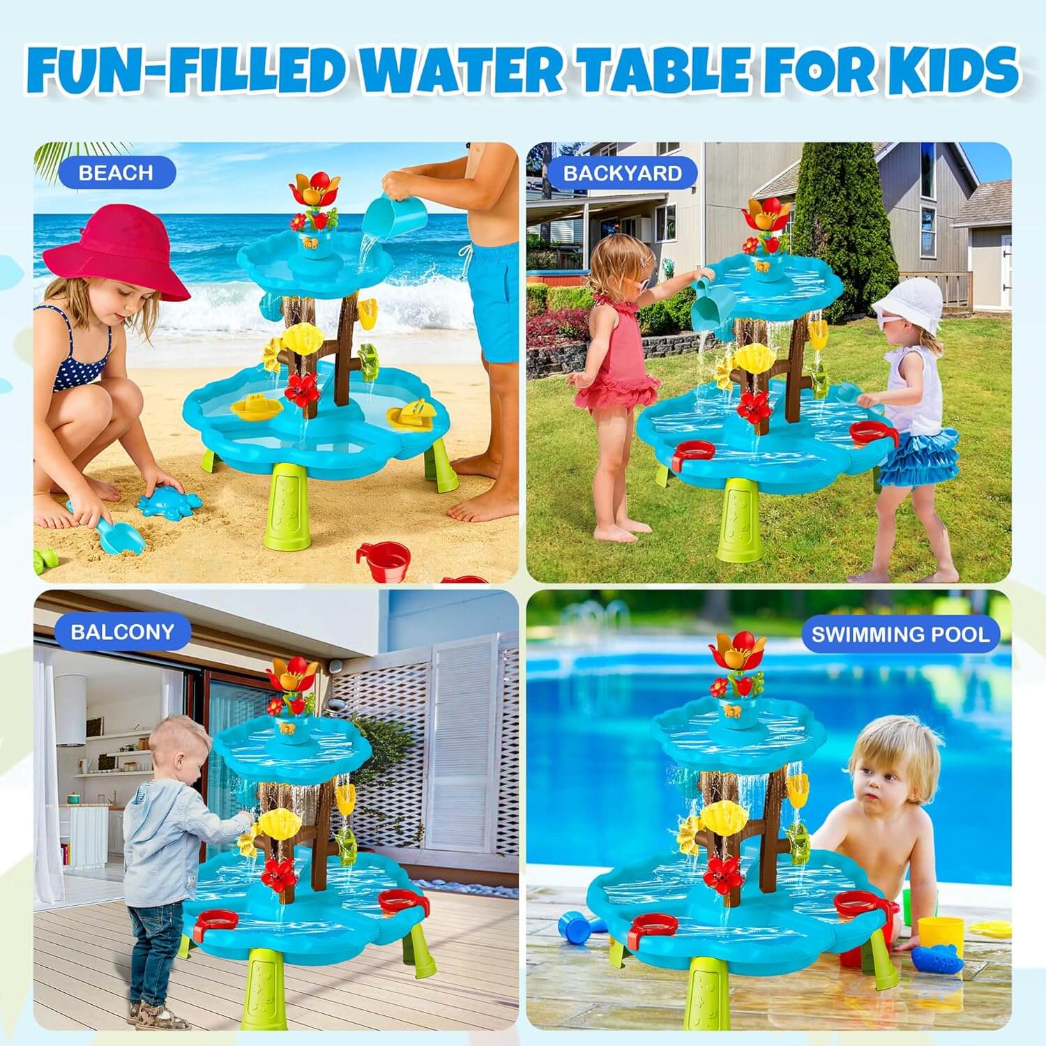 Wholesale Two Tier Blossom Sand and Water Table with Beach Toys for Toddlers - Image 6