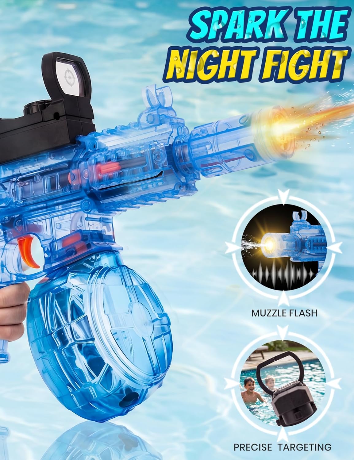 Wholesale M416 Style Transparent LED Automatic Electric Water Gun for Summer Play - Image 5
