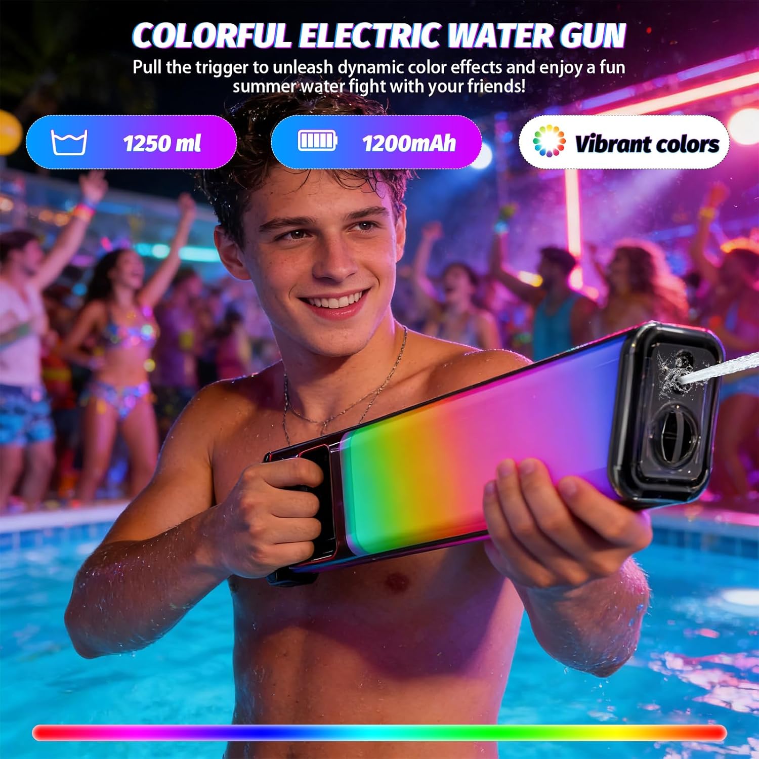 Wholesale Large Capacity Rechargeable Electric Water Gun with LED Lights for Pool and Beach Play - Image 8