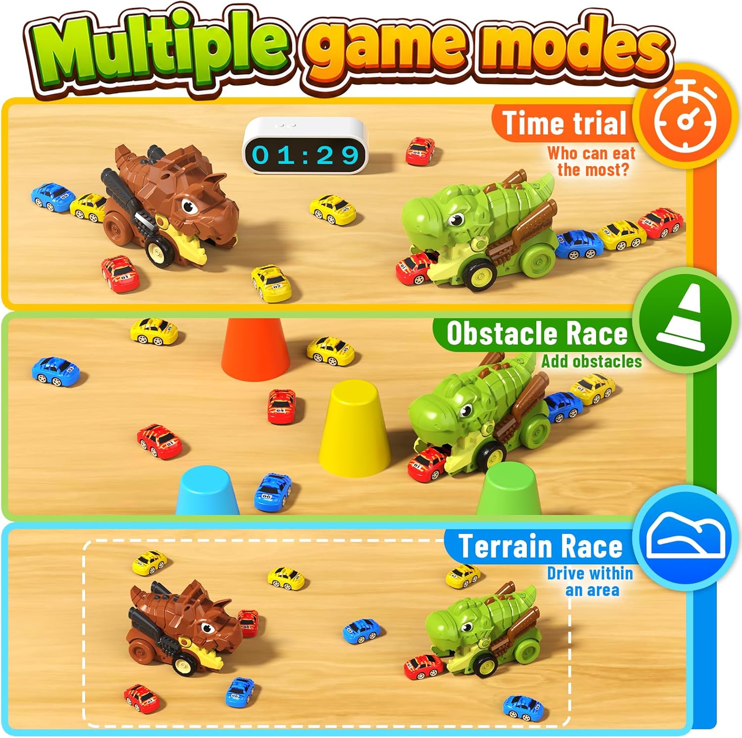 Wholesale 2.4GHz Dinosaur RC Car Toy with 12 Mini Magnetic Cars and Snake Game - Image 4